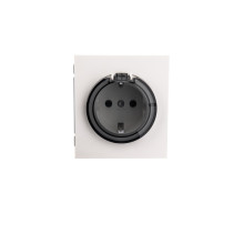 Розетка STRONG 1-ая с/з с/у, со шторками и крышкой 16А жемчуг KRANZ, KR-78-0702-4