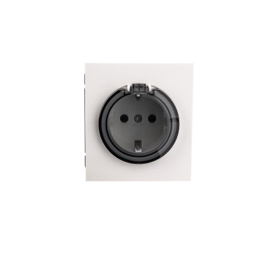 Розетка STRONG 1-ая с/з с/у, со шторками и крышкой 16А жемчуг KRANZ, KR-78-0702-4