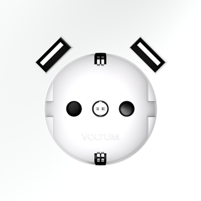 Розетка встраиваемая VOLTUM S70 с заземлением и защитными шторками, 16А, с USB, A+A, (белый матовый), VLS040402