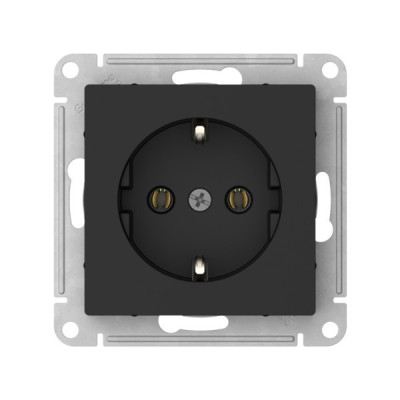 ATN001043S - ATLASDESIGN РОЗЕТКА с заземлением без шторок, 16А, мех., быстрозажим. клем., КАРБОН, Systeme Electric