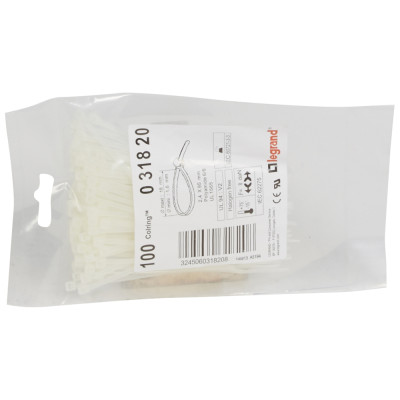 Legrand Монтажный хомут Colring - ширина 2.4 мм - длина 95 мм - пакет 100 шт - бесцветный, 031820