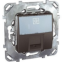 MGU5.421.12ZD - Unica top розетка компьют., rj45, одиноч., кат. 5е, с полем для надп., графит