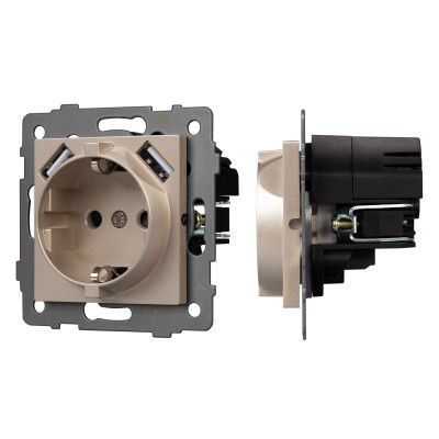 049821 - Механизм розетки с USB зарядкой SCT-MUAA-PL-GD-V (250V, 16A) (Arlight, -)