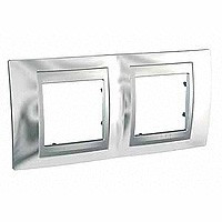 MGU66.004.010 - UNICA TOP РАМКА 2-постовая, горизонтальная, АЛЮМИНИЙ/ХРОМ ГЛЯНЦЕВЫЙ
