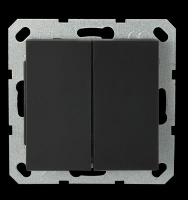 Звонковый механизм механизм 2 клавишный с переключающим контактом 10А, 250В, цвет черный матовый, G3020PB, Jasmart