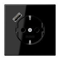 Розетка SCHUKO® с USB-зарядным устройством, тип A; термопласт; черный, LS1520-18ASW Розетка SCHUKO® с USB-зарядным устройством, тип A; термопласт; черный, LS1520-18ASW