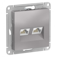 ATN000388 - ATLASDESIGN РОЗЕТКА двойная компьютерная RJ45+RJ45 кат. 6А, механизм, АЛЮМИНИЙ, Systeme Electric