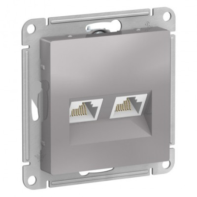 ATN000388 - ATLASDESIGN РОЗЕТКА двойная компьютерная RJ45+RJ45 кат. 6А, механизм, АЛЮМИНИЙ, Systeme Electric