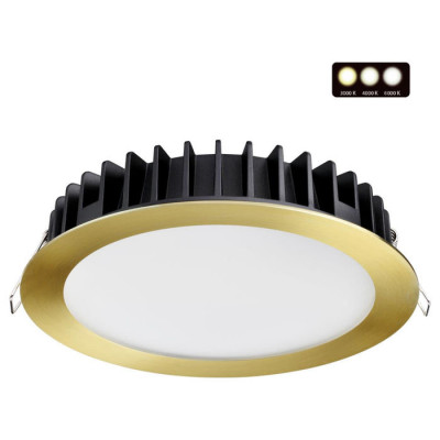 Novotech 358956 SPOT NT22 230 бронза светлая Встраиваемый светодиодный светильник с переключателем цветовой температуры IP20 LED 3000К\4000К\6000К 20W 220V LAN