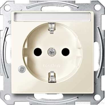 SM Розетка с индикатором, шторк., полем для надписи 2К+З 16А 250В~, беж.