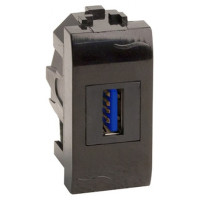ДКС USB 3.0 розетка, Brava, черная, 1 мод., 77300N