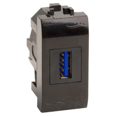 ДКС USB 3.0 розетка, Brava, черная, 1 мод., 77300N