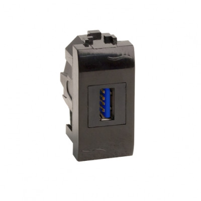 ДКС USB 3.0 розетка, Brava, черная, 1 мод., 77300N