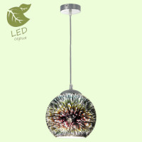 LUSSOLE AMMON Подвесной светильник, цвет основания - хром, плафон - стекло (цвет - хром), 1x10W E27, GRLSP-0197