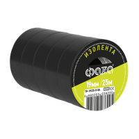 Изолента ПВХ ФАZА 19мм * 25м черная (спайка по 5), 5038295 Изолента ПВХ ФАZА 19мм * 25м черная (спайка по 5), 5038295