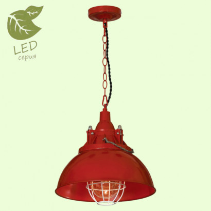 LUSSOLE ELMONT Подвесной светильник, цвет основания - красный, плафон - стекло (цвет - прозрачный), 1x10W E27, GRLSP-9895