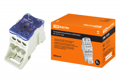 Распределительный блок на DIN-рейку РБ-125 1П 125А (1х35+1x16/6x16) TDM Electric, SQ0823-0002