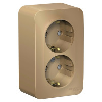 BLANCA О/У РОЗЕТКА двойная с заземлением со шторк., 16А, 250В, ТИТАН