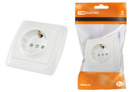 Розетка 2П+З 16А 250В с защ. шт. белая "Онега" TDM Electric, SQ1805-0011