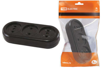Розеточная колодка 3 гнезда 2П 16А макс. "Ретро" 250B (карболит) TDM Electric, SQ1806-0104