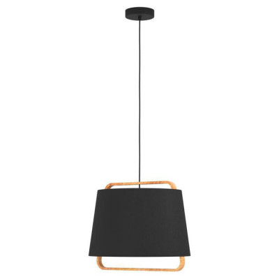 390185 Подвес CAMALOZA, 1x40W(E27), H1500, сталь, дерево, черный, коричневый, текстиль, черн