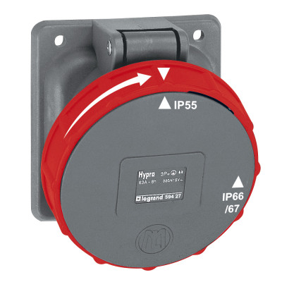 Legrand Встраиваемая розетка Hypra - IP 66/67-55 - 3К+3 - 63 А - пластик, 059427