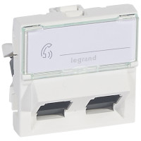Legrand Розетка RJ 45 - Программа Mosaic - категория 6 - UTP 45° - 2 розетки RJ 45 - 2 модуля - белый, 076504