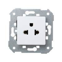 Simon Американо-европейская 2-х полюсная розетка, 15А/125В,16А/250В, винтовой, белый, 27439-35