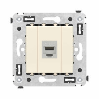 DKC Компьютерная розетка RJ-45 без шторки в стену, кат.6 одинарная экранированная, "Avanti", "Ванильная дымка"