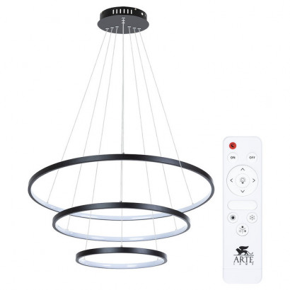Arte Lamp FRODO, Светильник подвесной, цвет арматуры - черный, цвет плафона/декора - белый, 1x145W LED, A2197SP-3BK