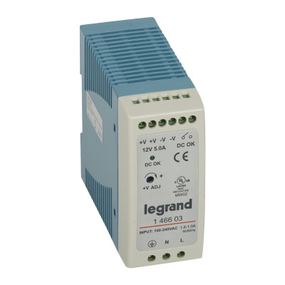 Legrand 1-фазный Импульсный источник питания 12В 60Вт 5A, 146603