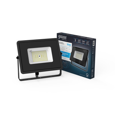 Прожектор Gauss Qplus 50W 6000lm 6500K 175-265V IP65 черный LED 1/10, 613511350