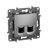 Legrand Розетка компьютерная двойная RJ45 категория 5e UTP - Legrand Etika - алюминий, 672455