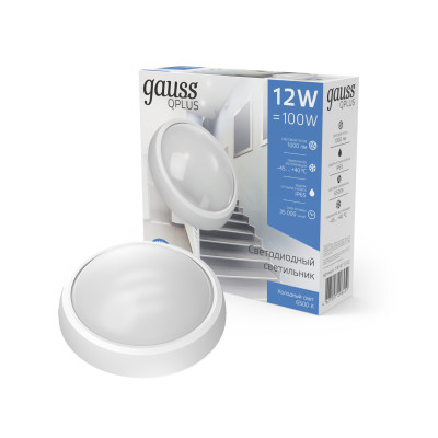 Св-к светодиодный Gauss IP54 D175*76 12W 1000lm 6500K 160-260V ECO 2.0 круглый 1/30, 141411312