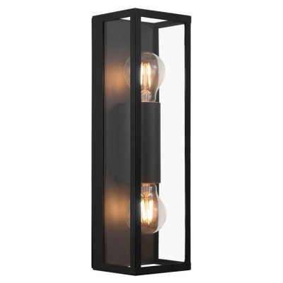 99124 Бра AMEZOLA, 2х60W (E27), L110, B100, H380, сталь, черный/стекло, прозрачный