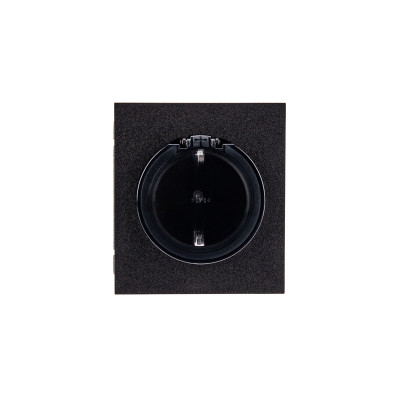 Розетка STRONG 1-ая с/з с/у, со шторками и крышкой 16А антрацит KRANZ, KR-78-0702-5