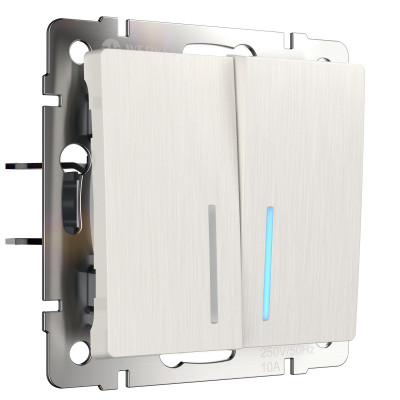 Werkel W1122113/ Выключатель двухклавишный проходной с подсветкой (перламутровый рифленый), a051174