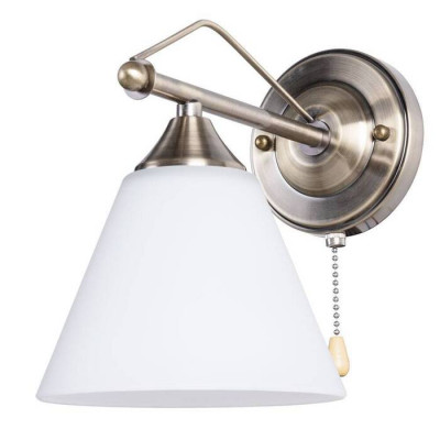 Arte Lamp COPTER, Бра, цвет арматуры - АНТИЧНАЯ БРОНЗА, цвет плафона/декора - БЕЛЫЙ, 1х40W E27, A3208AP-1AB