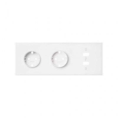 Simon 10020308-230 Кит 3 поста, фронт. Накладка на 2 розетки Schuko + 1 з/у 2xUSB цвета цвета белый матовый S100
