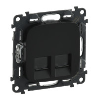 Legrand Valena ALLURE.Информационная розетка двойная RJ45 Кат.6 UTP.С лицевой панелью.Антрацит, 753953