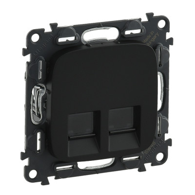 Legrand Valena ALLURE.Информационная розетка двойная RJ45 Кат.6 UTP.С лицевой панелью.Антрацит, 753953