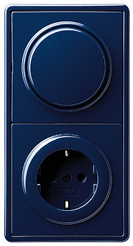 Gira Блок: Выключатель 1-клавишный с розеткой 2к+з, Синий, серия S-Color