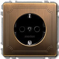 MTN2300-4143 - MERTEN МЕХАНИЗМ розетки 16А с з/к с/ шт. АНТИЧНАЯ ЛАТУНЬ QF SD, Schneider Electric