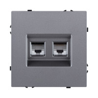 Розетка двойная Ethernet RJ45 Cat.6, серый Kollinger Eclipse EC-018GY