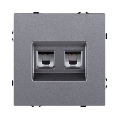 Розетка двойная Ethernet RJ45 Cat.6, серый Kollinger Eclipse EC-018GY