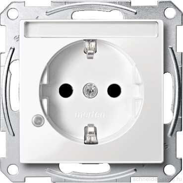 SM Розетка с индикатором, шторк., полем для надписи 2К+З 16А 250В~, бел.