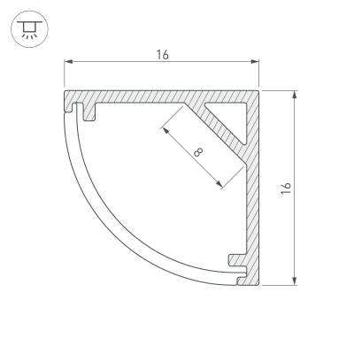 Профиль SL-KANT-H16-2000 BLACK (Arlight, Алюминий), 037116