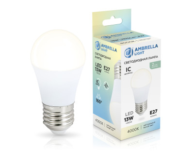 Светодиодная лампа шар G45 E27 13Вт 4000K 160°, AMBRELLA LIGHT, 451304