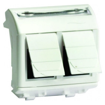 ДКС Ком.роз. двойная RJ45 кат.6 экран., 8P8C, Brava, слон.кость, 2мод, 75453S