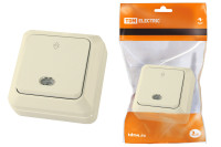 Переключатель на 2 направления 1-кл открытой установки с подсветкой IP20 10А, сл. кость "Ладога" TDM Electric, SQ1801-0012